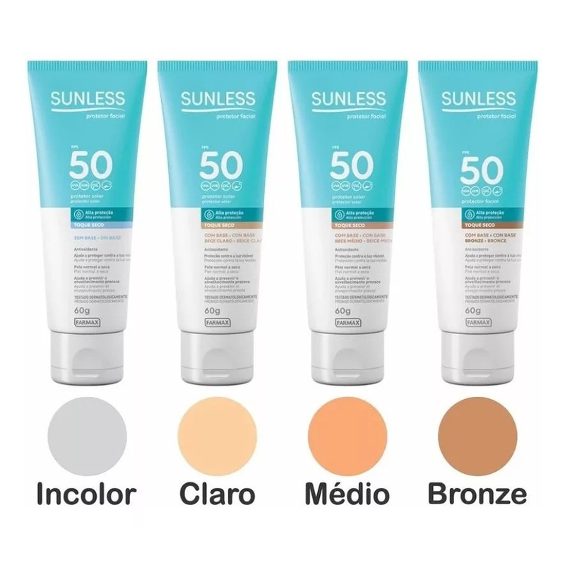 Protetor Solar Facial Sunless FPS 50 - 60g Toque Seco - Original Envio Imediato